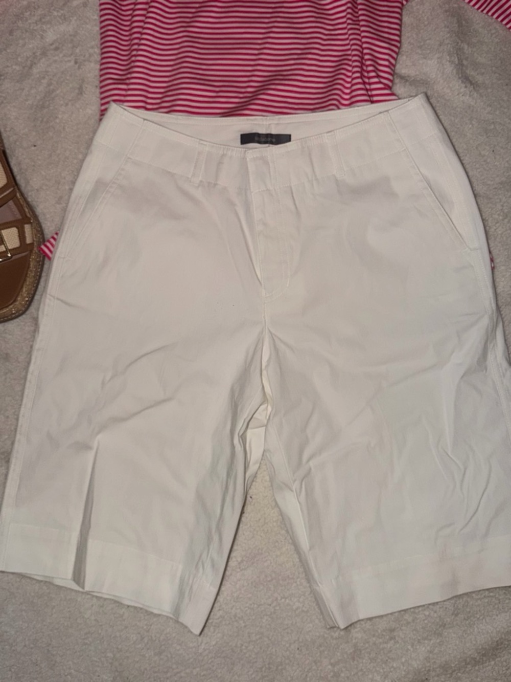 Liz Claiborne Cream Flat-Front Chino Shorts